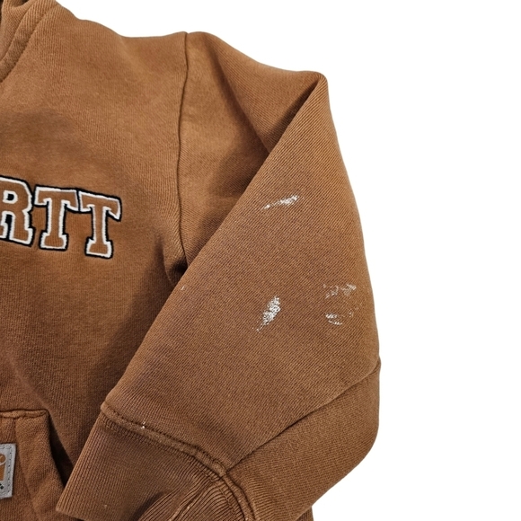 Carhartt Camel Distressed Full Zipper Hooded Sweatshirt Size 3T Toddler - Picture 5 of 10